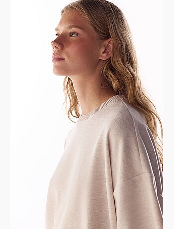 Blusa oversize melange de manga corta, cálida penti