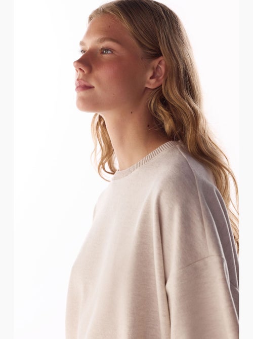 Blusa oversize melange de manga corta, cálida penti - Kiabi