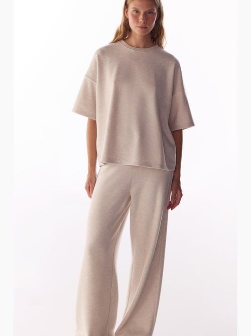 Blusa oversize melange de manga corta, cálida penti - Kiabi