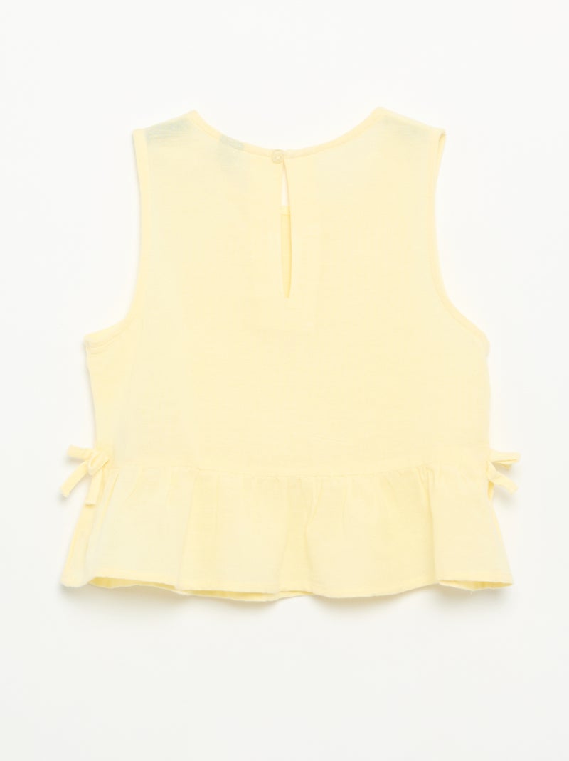 Blusa peplum con lazos fantasía Amarillo - Kiabi