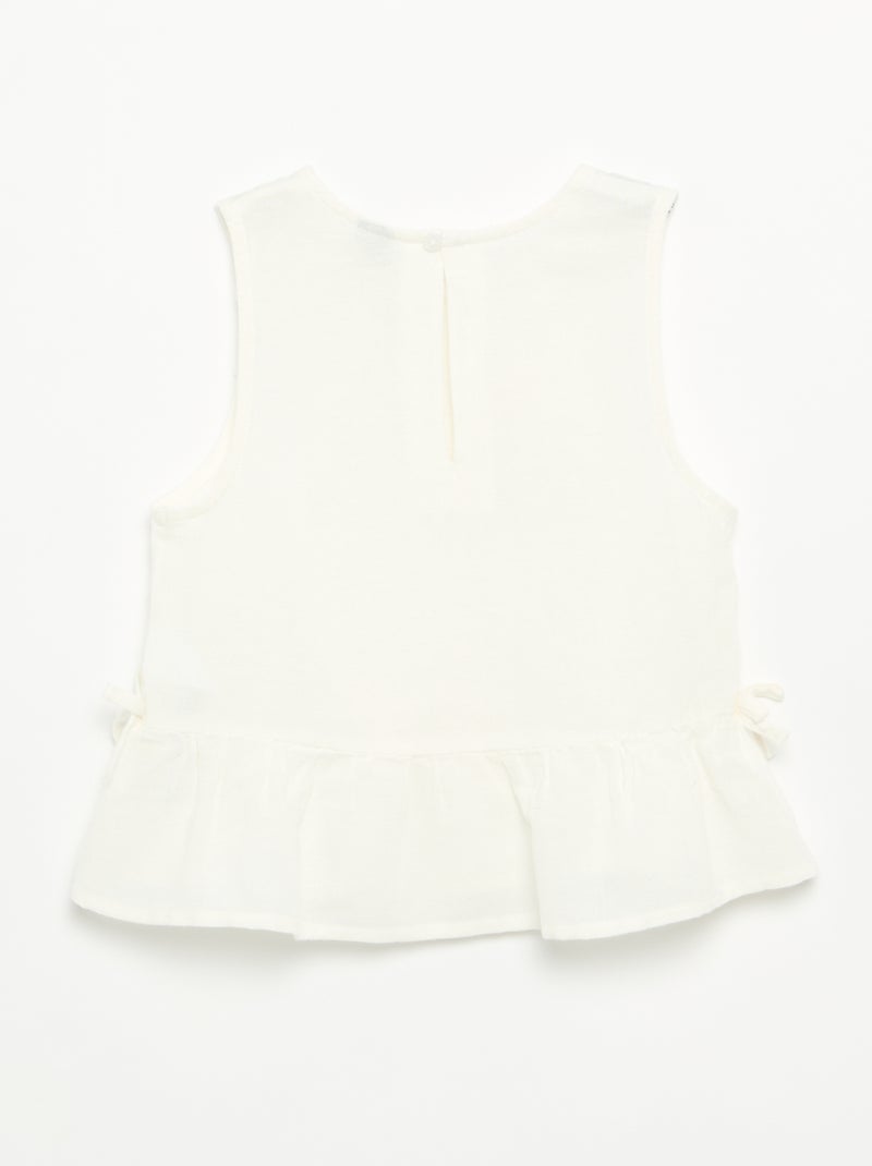 Blusa peplum con lazos fantasía Blanco - Kiabi