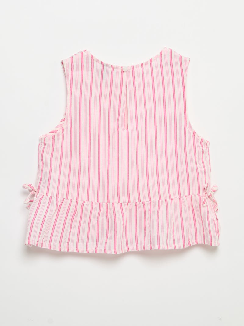 Blusa peplum con lazos fantasía Rosa - Kiabi