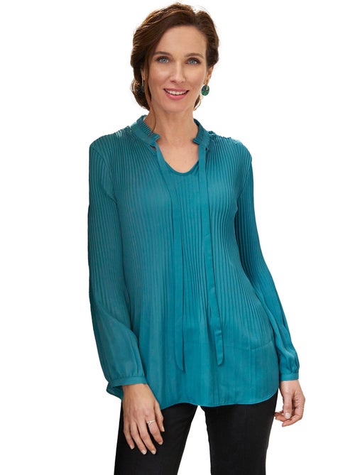Blusa plisada con cuello con volantes - AFIBEL - Kiabi