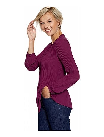 Blusa plisada con cuello con volantes - AFIBEL