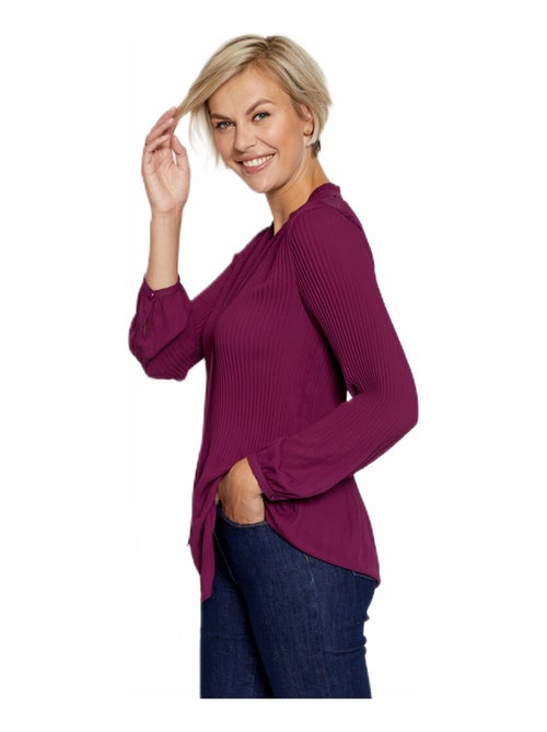 Blusa plisada con cuello con volantes - AFIBEL - Kiabi