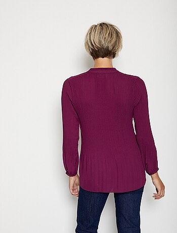 Blusa plisada con cuello con volantes - AFIBEL