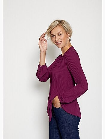 Blusa plisada con cuello con volantes - AFIBEL