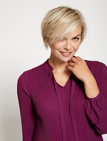 Blusa plisada con cuello con volantes - AFIBEL