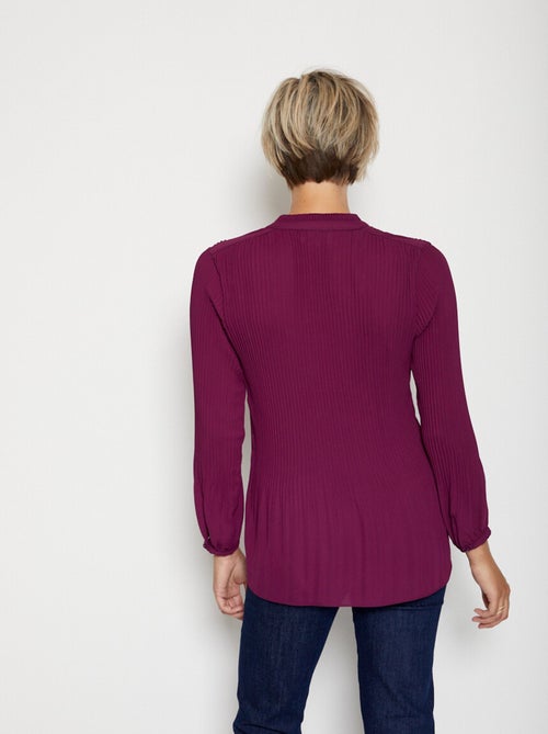 Blusa plisada con cuello con volantes - AFIBEL - Kiabi
