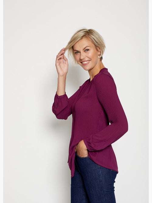 Blusa plisada con cuello con volantes - AFIBEL - Kiabi