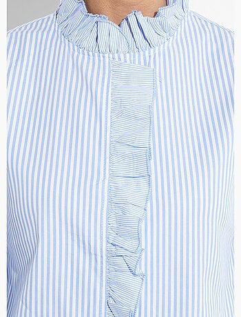 Blusa plisada de rayas con cuello alto - AFIBEL