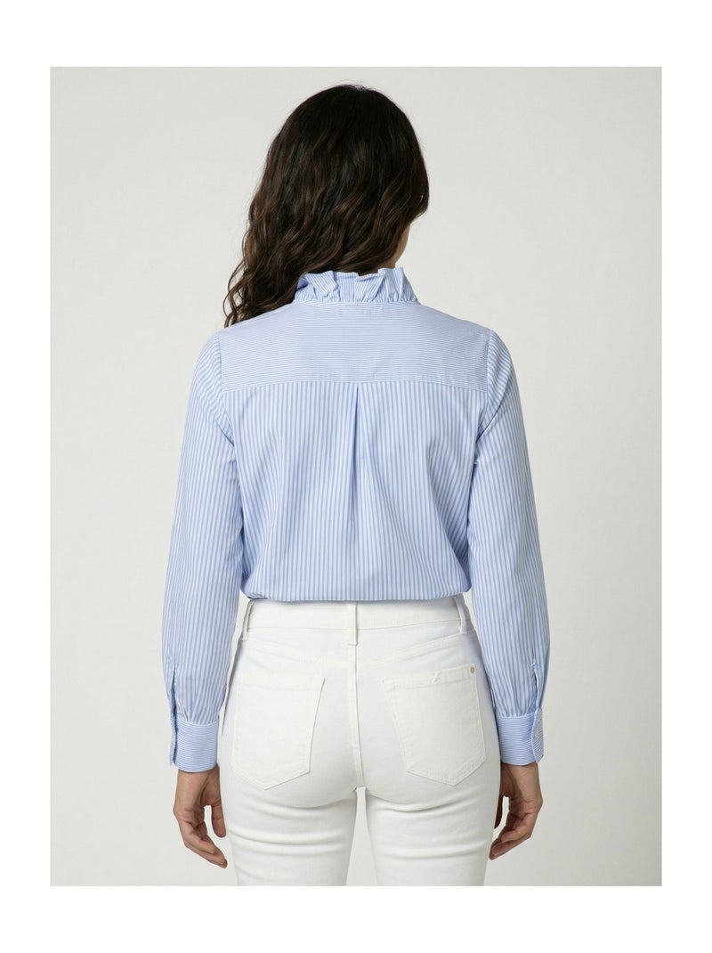 Blusa plisada de rayas con cuello alto - AFIBEL Azul - Kiabi