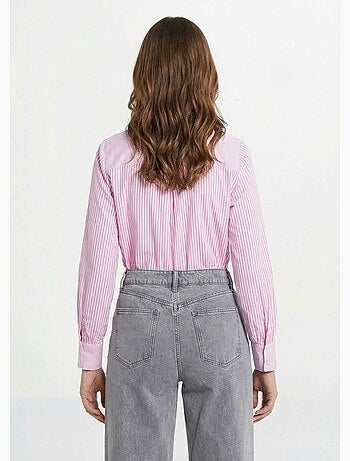 Blusa plisada de rayas con cuello alto - AFIBEL