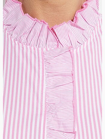 Blusa plisada de rayas con cuello alto - AFIBEL