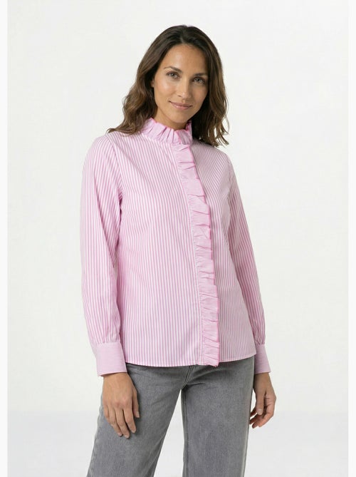 Blusa plisada de rayas con cuello alto - AFIBEL - Kiabi