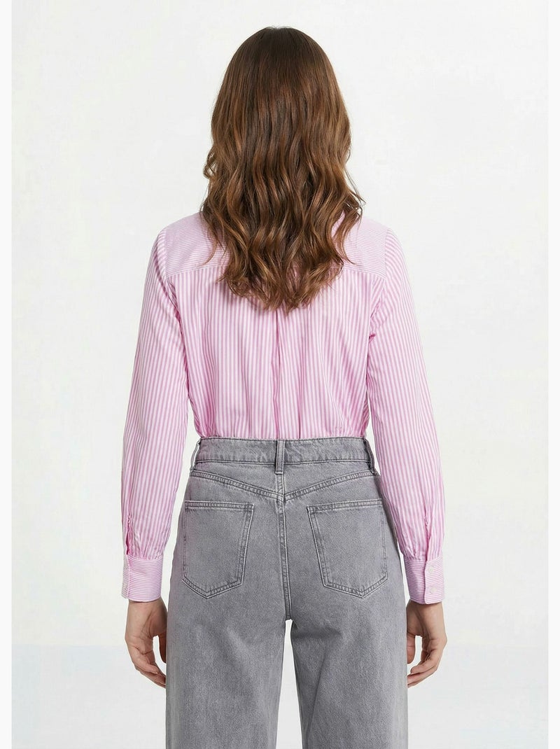 Blusa plisada de rayas con cuello alto - AFIBEL Rosa - Kiabi