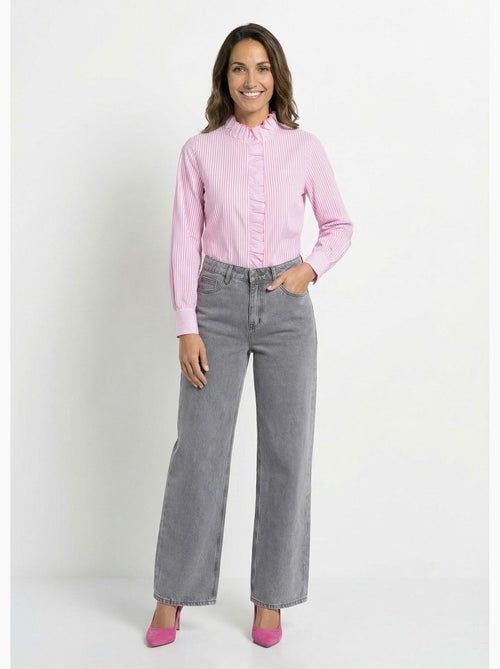 Blusa plisada de rayas con cuello alto - AFIBEL - Kiabi