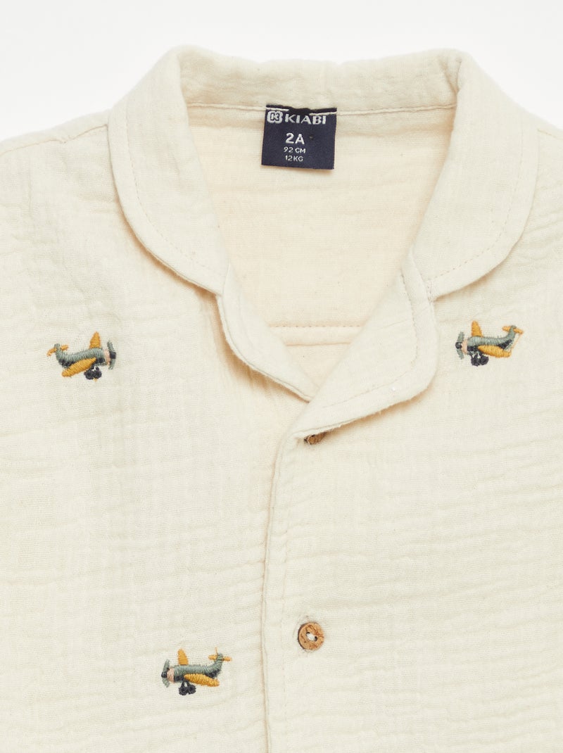 Blusa plumeti de gasa de algodón Blanco - Kiabi