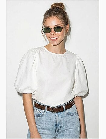 Blusa popelina de algodón con lazada delantera lucci