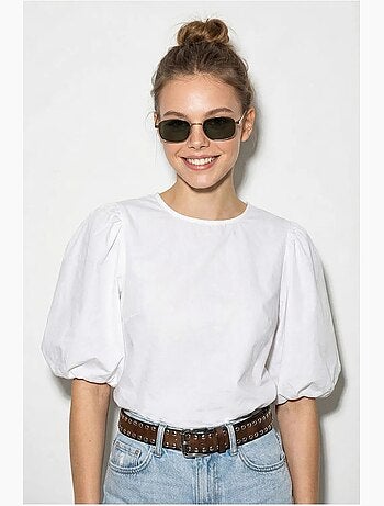 Blusa popelina de algodón con lazada delantera lucci