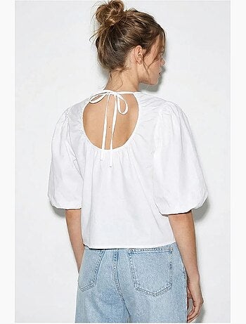 Blusa popelina de algodón con lazada delantera lucci