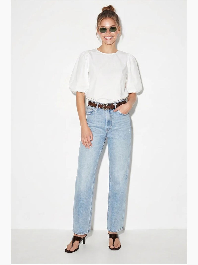 Blusa popelina de algodón con lazada delantera lucci Blanco - Kiabi