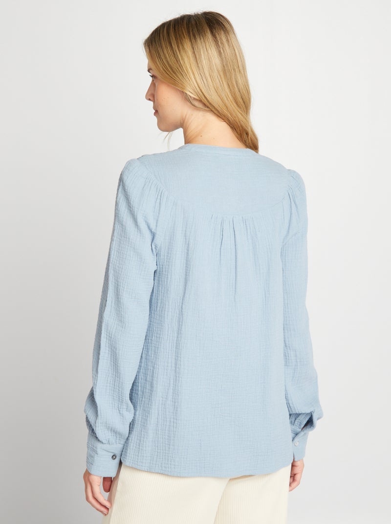 Blusa premamá de gasa de algodón AZUL - Kiabi