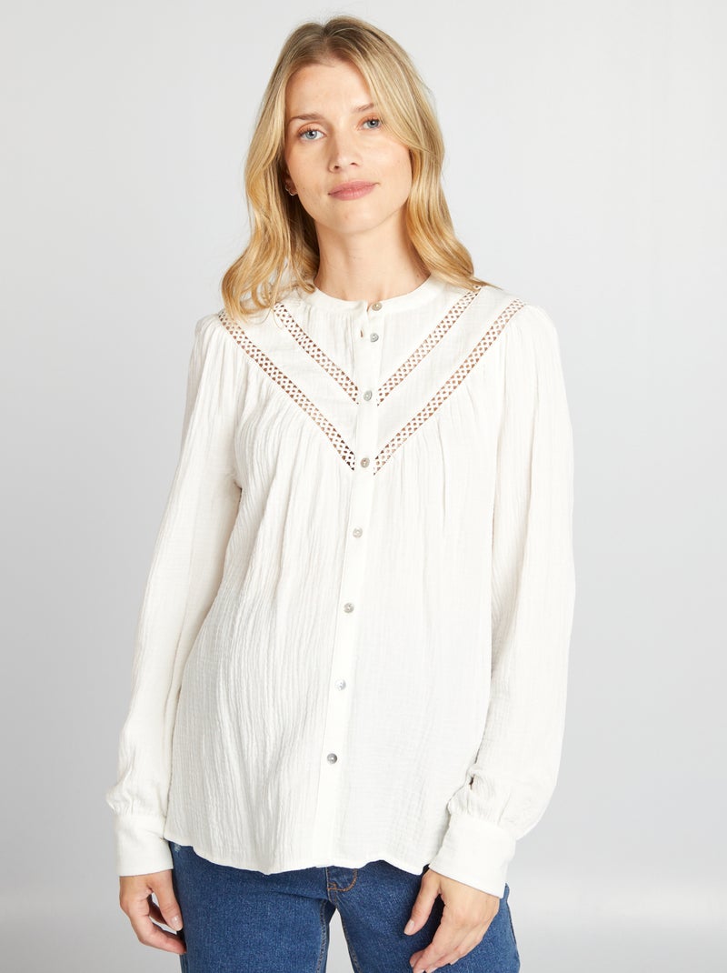 Blusa premamá de gasa de algodón BLANCO - Kiabi