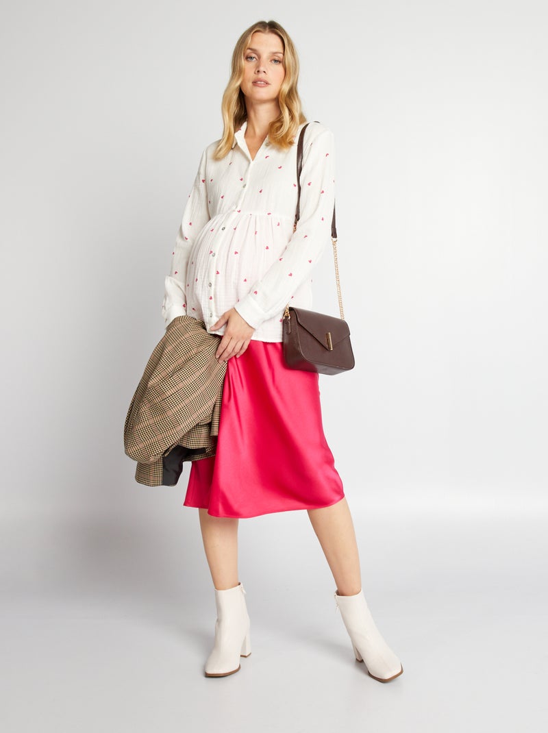 Blusa premamá de gasa de algodón con estampado de corazón ROSA - Kiabi