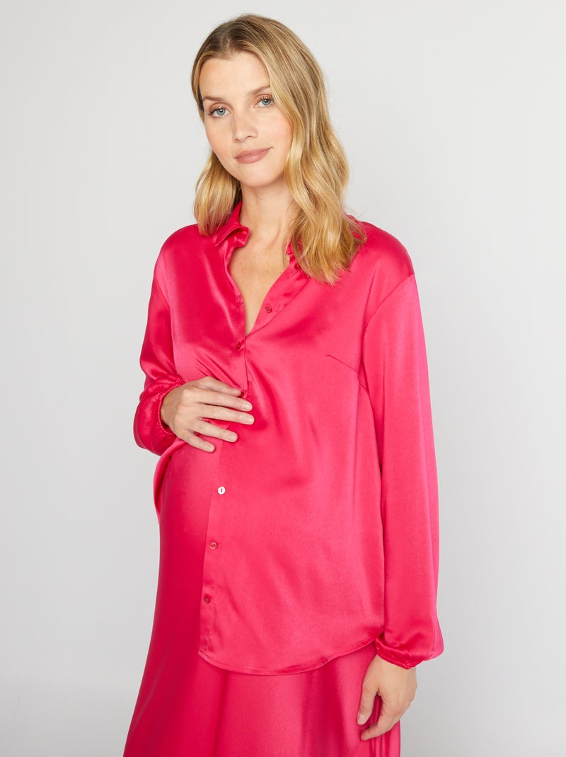 Blusa premamá satinada fucsia - Kiabi