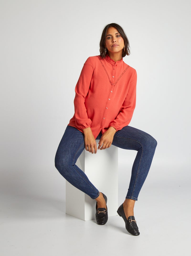 Blusa punto calado premamá ROJO - Kiabi