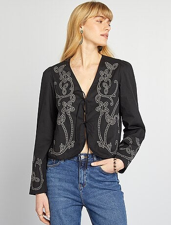 Blusa quimono bordada