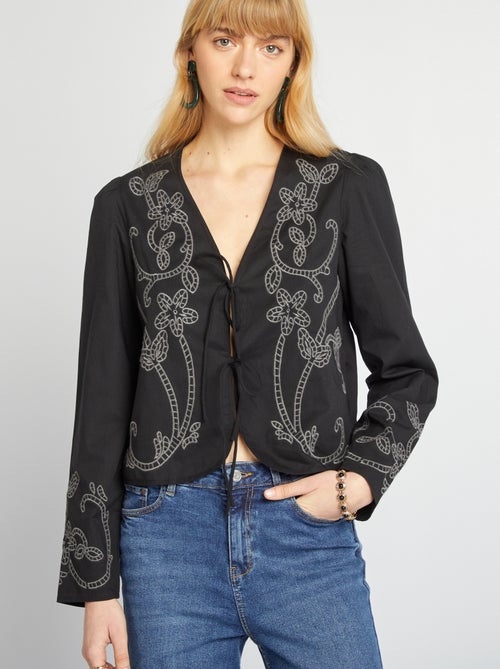 Blusa quimono bordada - Kiabi