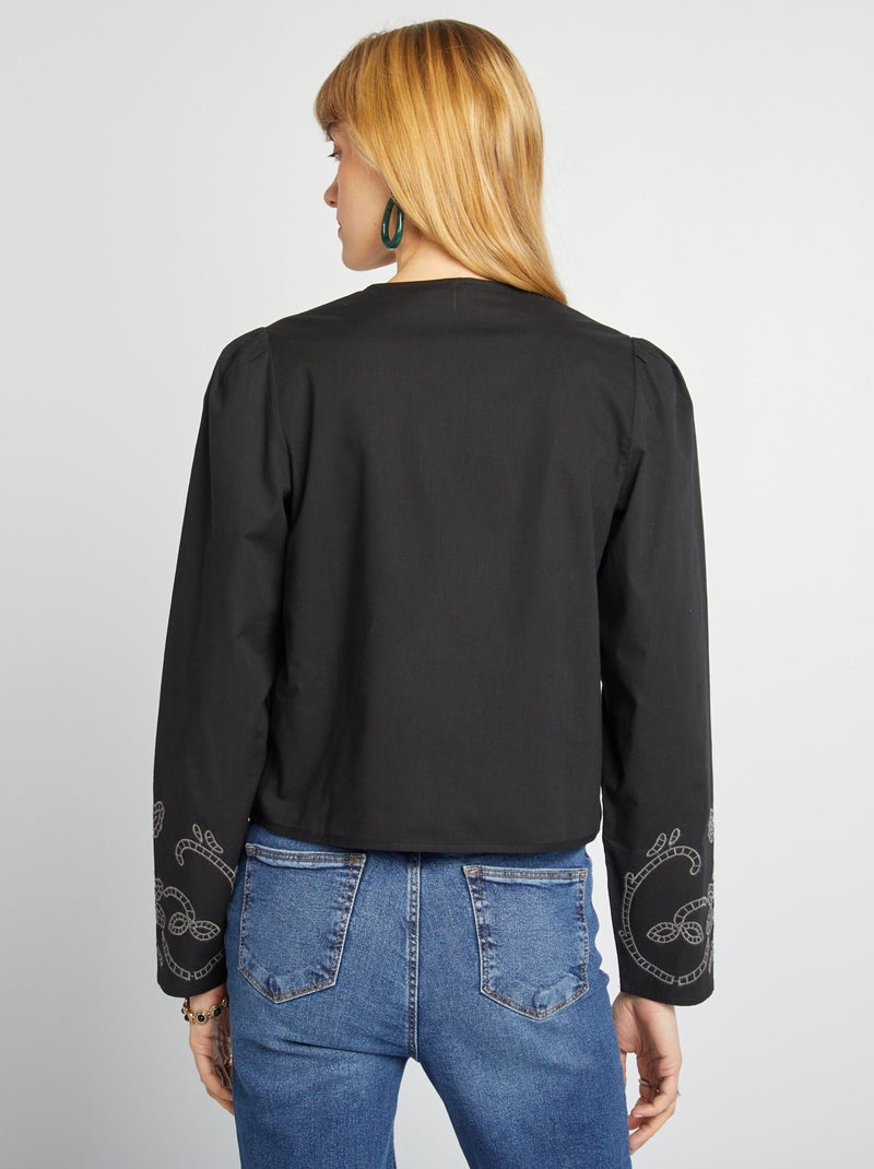Blusa quimono bordada negro - Kiabi