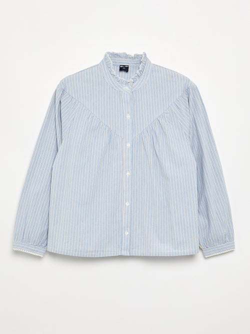 Blusa rayada con cuello fantasía - Kiabi Blusa rayada con cuello fantasía - Kiabi