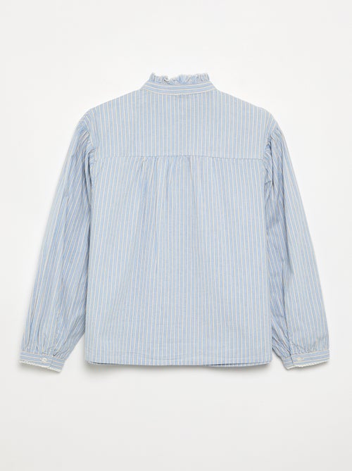 Blusa rayada con cuello fantasía - Kiabi Blusa rayada con cuello fantasía - Kiabi