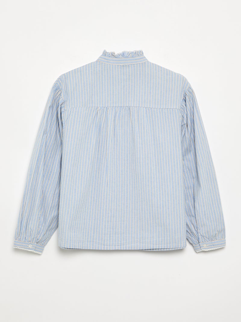 Blusa rayada con cuello fantasía Azul - Kiabi