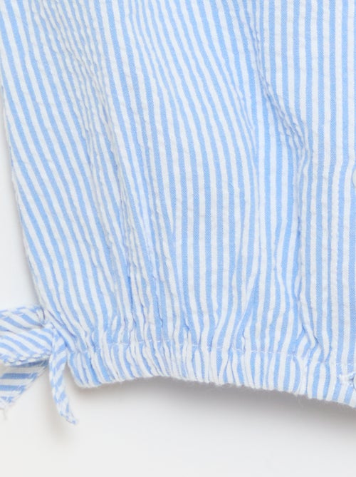 Blusa rayada de popelín con cuello Claudine - Kiabi