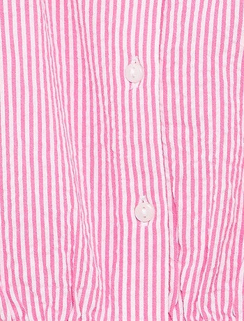Blusa rayada de popelín con cuello Claudine