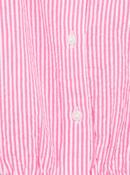 Blusa rayada de popelín con cuello Claudine - Kiabi