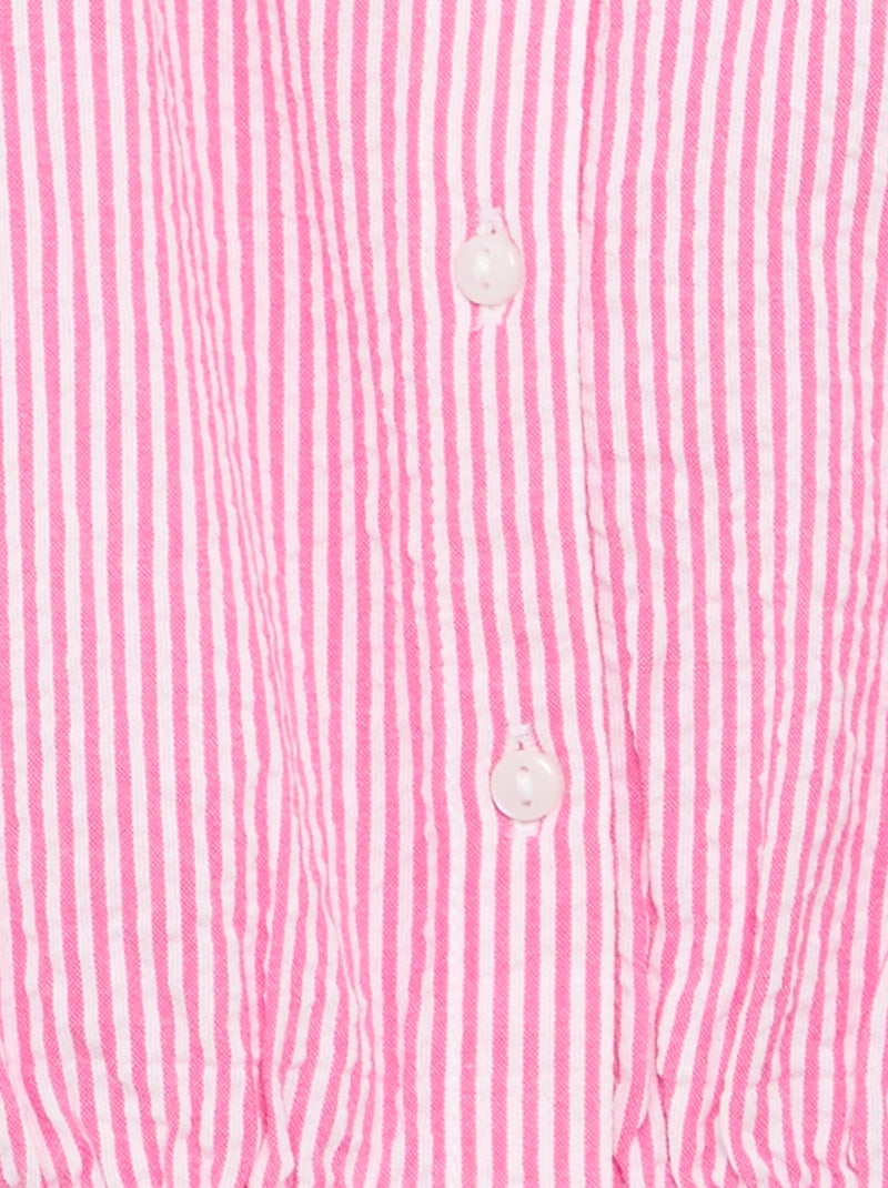 Blusa rayada de popelín con cuello Claudine Rosa - Kiabi