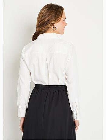 Blusa recta abotonada de algodón liso enjoyado - Afibel