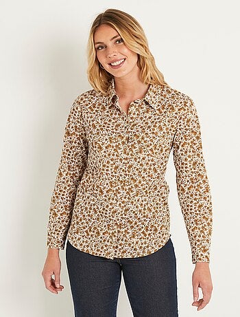 Blusa recta de algodón con botones - Afibel