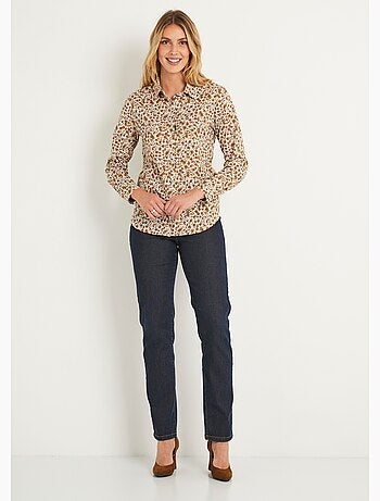 Blusa recta de algodón con botones - Afibel