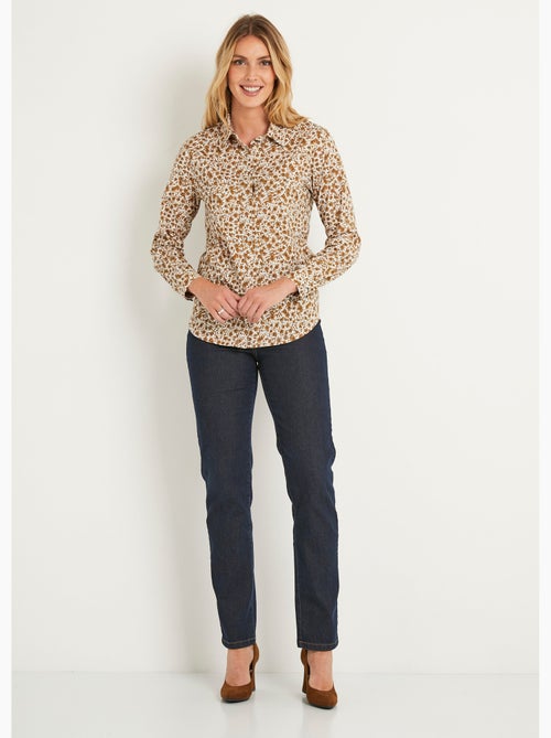 Blusa recta de algodón con botones - Afibel - Kiabi