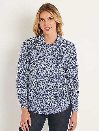 Blusa recta de algodón con botones - Afibel