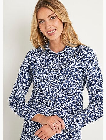 Blusa recta de algodón con botones - Afibel