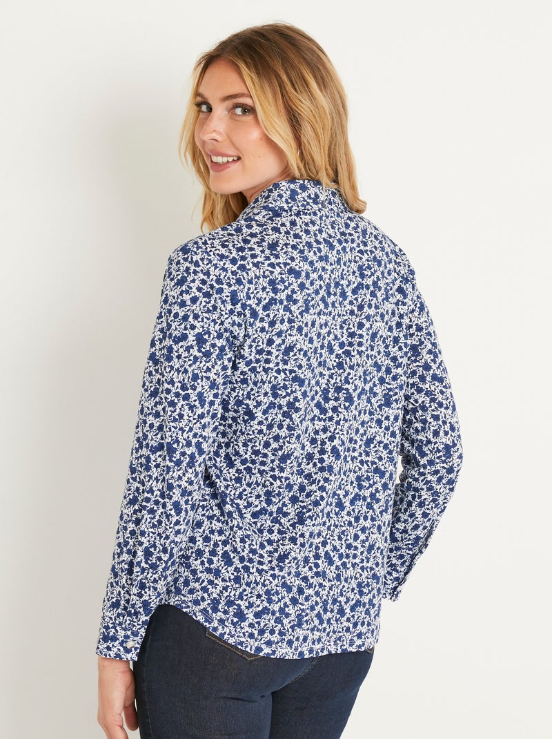 Blusa recta de algodón con botones - Afibel Azul - Kiabi