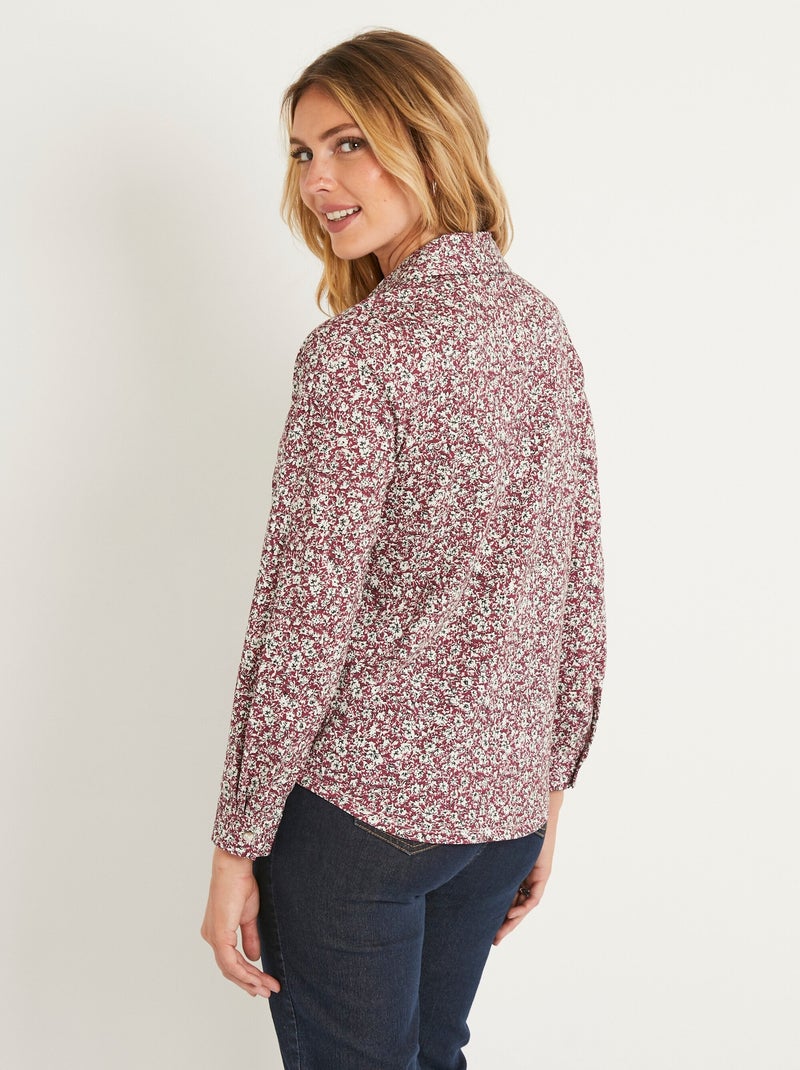 Blusa recta de algodón con botones - Afibel Burdeos - Kiabi
