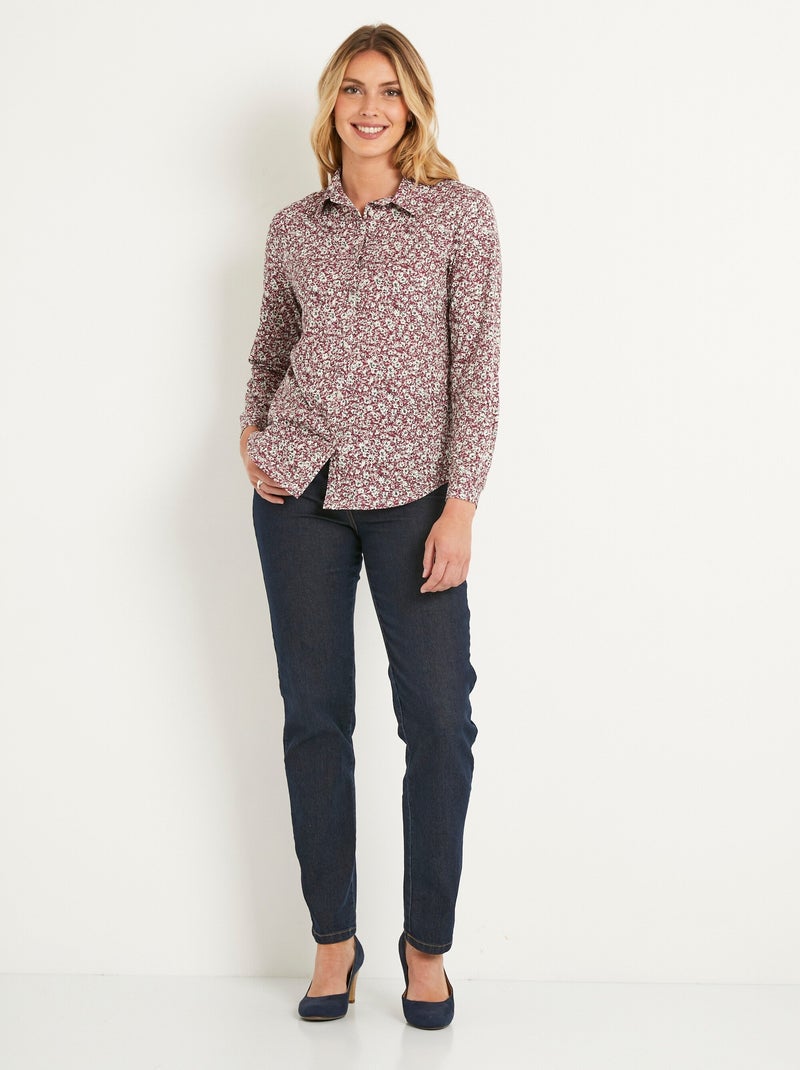 Blusa recta de algodón con botones - Afibel Burdeos - Kiabi